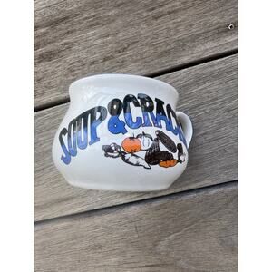 1980's Soup And Crackers Ceramic Soup Handled Mug Bowl Vintage Cottage Core